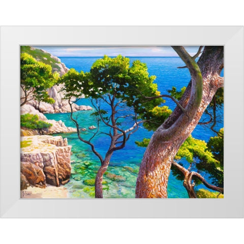Lavandou White Modern Wood Framed Art Print by Galasso, Adriano