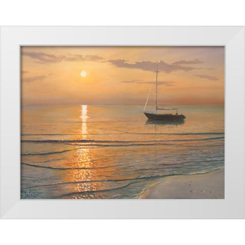 Mattino sul mare White Modern Wood Framed Art Print by Galasso, Adriano