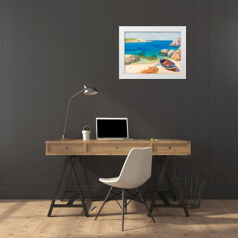 Sardegna White Modern Wood Framed Art Print by Galasso, Adriano