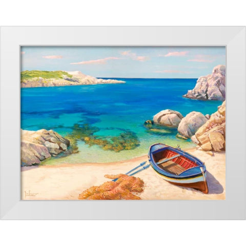 Sardegna White Modern Wood Framed Art Print by Galasso, Adriano
