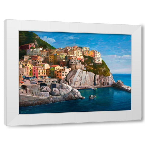 Manarola-Le Cinque Terre White Modern Wood Framed Art Print by Galasso, Adriano