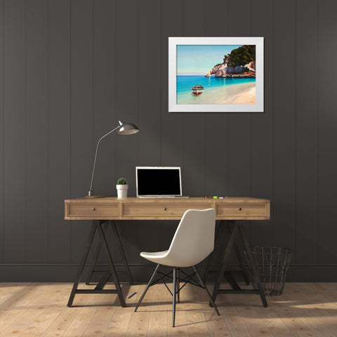 Baia mediterranea White Modern Wood Framed Art Print by Galasso, Adriano