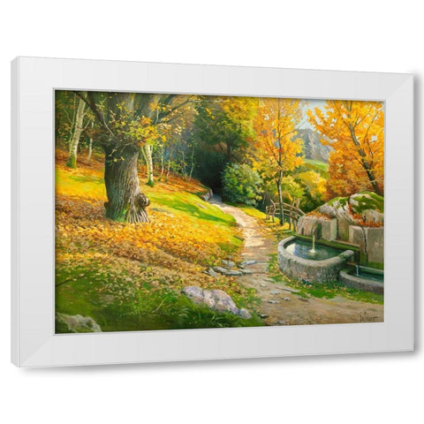 Ristoro sul sentiero White Modern Wood Framed Art Print by Galasso, Adriano