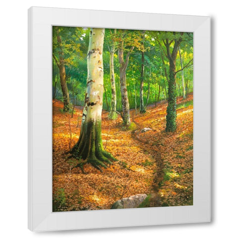 Sentiero nel bosco White Modern Wood Framed Art Print by Galasso, Adriano