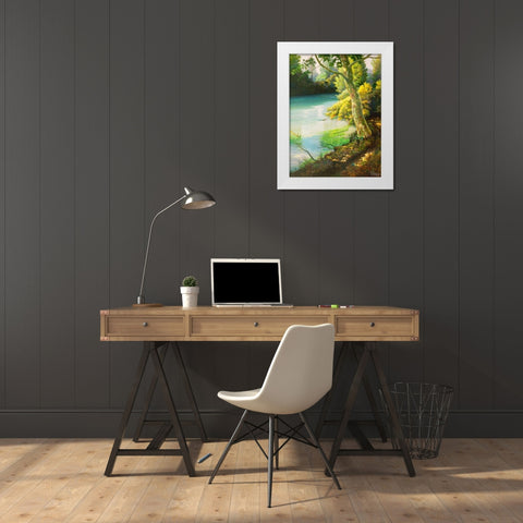 Sulla sponda del fiume White Modern Wood Framed Art Print by Galasso, Adriano