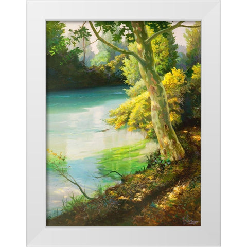 Sulla sponda del fiume White Modern Wood Framed Art Print by Galasso, Adriano