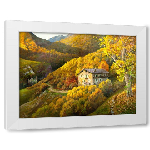 Casa tra i monti White Modern Wood Framed Art Print by Galasso, Adriano