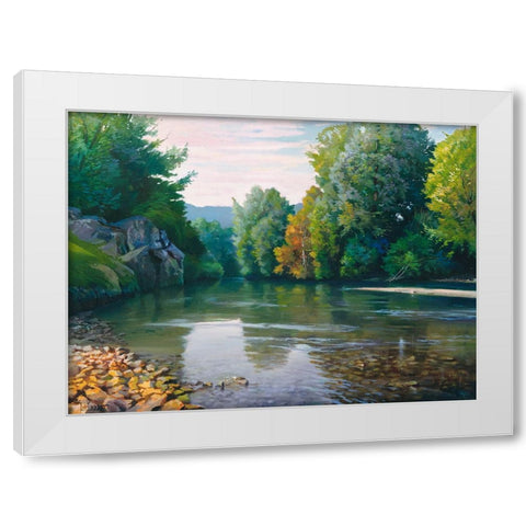 Fiume nei boschi White Modern Wood Framed Art Print by Galasso, Adriano