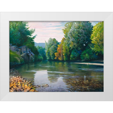 Fiume nei boschi White Modern Wood Framed Art Print by Galasso, Adriano