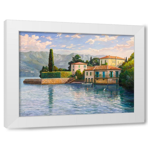 Villa sul lago White Modern Wood Framed Art Print by Galasso, Adriano