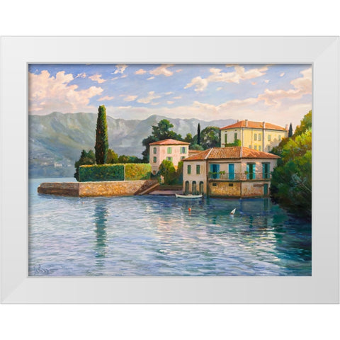 Villa sul lago White Modern Wood Framed Art Print by Galasso, Adriano