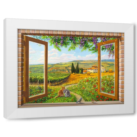 Finestra sulla campagna White Modern Wood Framed Art Print by Del missier, Andrea