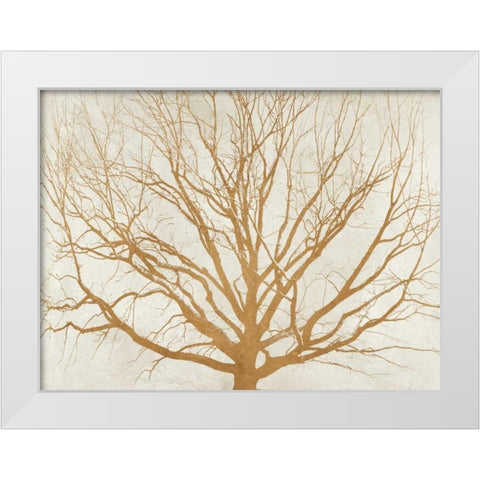 Golden Tree White Modern Wood Framed Art Print by Aprile, Alessio
