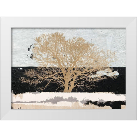 Golden Tree White Modern Wood Framed Art Print by Alessio, Aprile