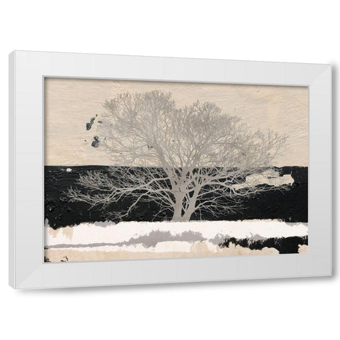 Silver Tree White Modern Wood Framed Art Print by Alessio, Aprile