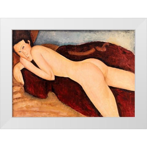 Reclining Nude from the Back White Modern Wood Framed Art Print by Modigliani, Amedeo