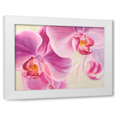Purple Orchids White Modern Wood Framed Art Print by Ann, Cynthia