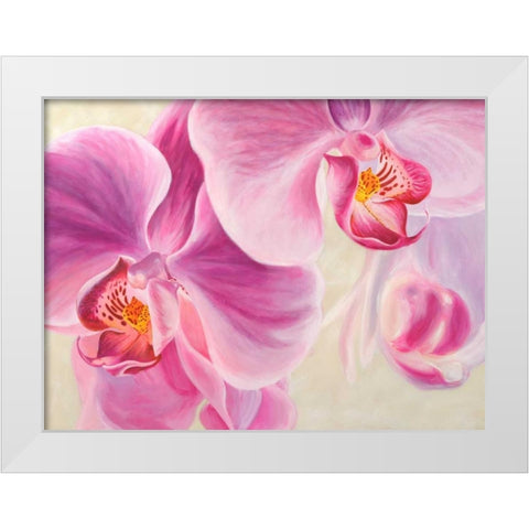 Purple Orchids White Modern Wood Framed Art Print by Ann, Cynthia