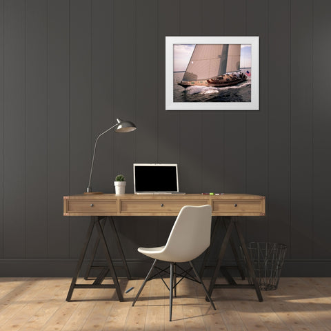 Sailboat Leaning to the Side White Modern Wood Framed Art Print by Rabinowitz, Neil