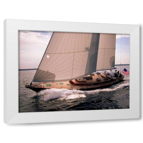 Sailboat Leaning to the Side White Modern Wood Framed Art Print by Rabinowitz, Neil