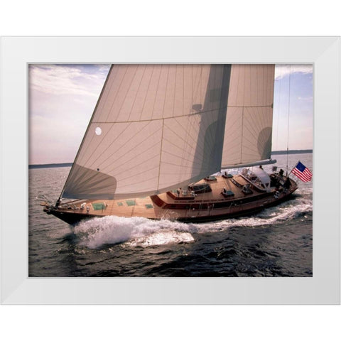 Sailboat Leaning to the Side White Modern Wood Framed Art Print by Rabinowitz, Neil