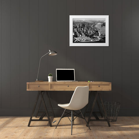 Aerial View of Manhattan White Modern Wood Framed Art Print by Anonymous