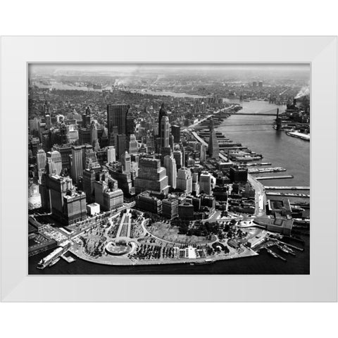 Aerial View of Manhattan White Modern Wood Framed Art Print by Anonymous
