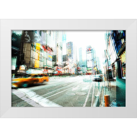 Times Square Multiexposure II White Modern Wood Framed Art Print by Berry, Peter