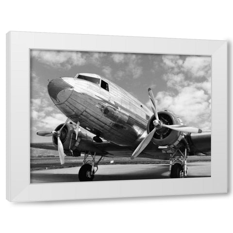 DC-3 in air field, Arizona White Modern Wood Framed Art Print by Anonymous