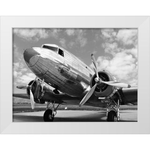 DC-3 in air field, Arizona White Modern Wood Framed Art Print by Anonymous