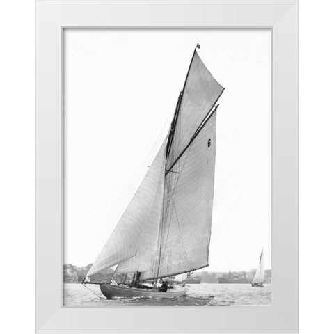 Sailing in Sydney Harbour White Modern Wood Framed Art Print by Anonymous