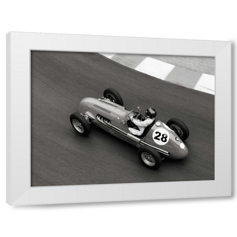 Historical race car at Grand Prix de Monaco White Modern Wood Framed Art Print by Seyfferth, Peter
