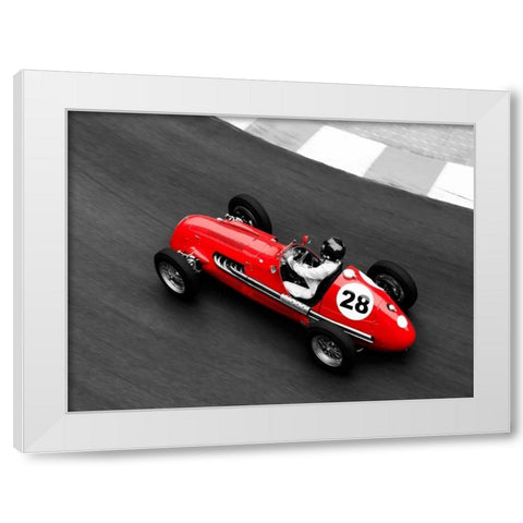 Historical race car at Grand Prix de Monaco White Modern Wood Framed Art Print by Seyfferth, Peter