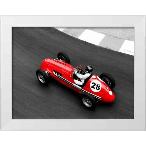 Historical race car at Grand Prix de Monaco White Modern Wood Framed Art Print by Seyfferth, Peter