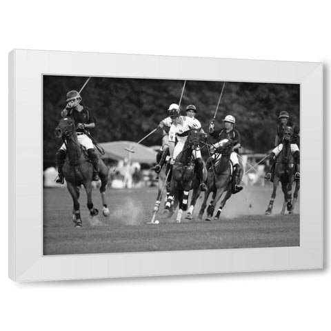 Polo players, New York White Modern Wood Framed Art Print by Anonymous