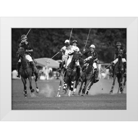 Polo players, New York White Modern Wood Framed Art Print by Anonymous