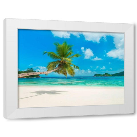 Tropical beach, Seychelles (detail) White Modern Wood Framed Art Print by Anonymous