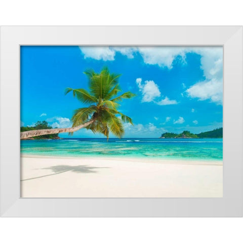 Tropical beach, Seychelles (detail) White Modern Wood Framed Art Print by Anonymous