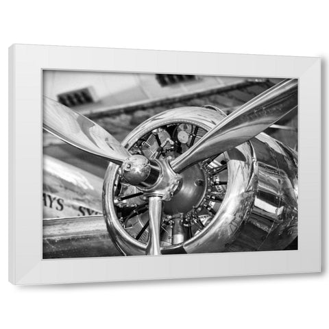 Vintage airplane propeller White Modern Wood Framed Art Print by Anonymous