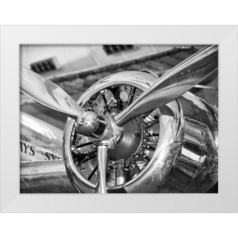 Vintage airplane propeller White Modern Wood Framed Art Print by Anonymous