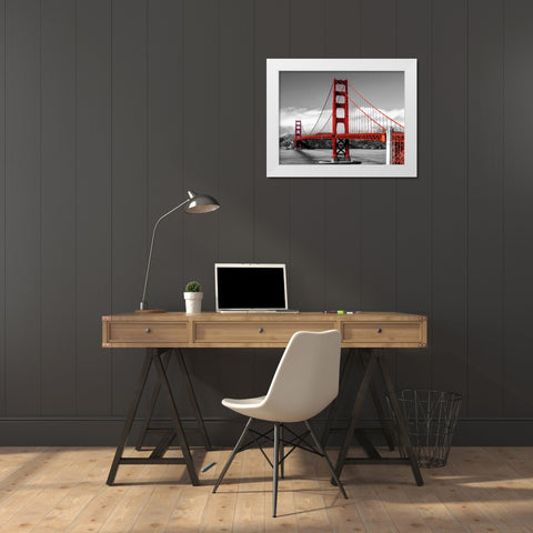 Golden Gate Bridge, San Francisco White Modern Wood Framed Art Print by Pangea Images