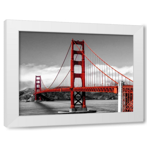 Golden Gate Bridge, San Francisco White Modern Wood Framed Art Print by Pangea Images