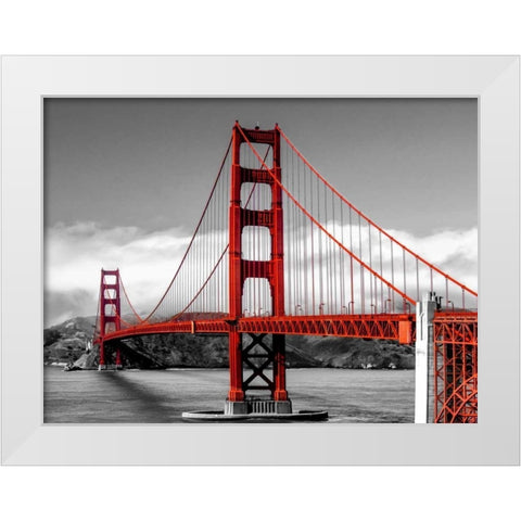 Golden Gate Bridge, San Francisco White Modern Wood Framed Art Print by Pangea Images