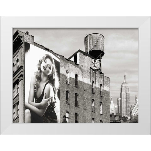 Billboards in Manhattan #1 White Modern Wood Framed Art Print by Lauren, Julian