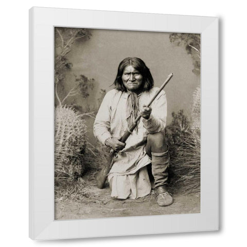 Geronimo- Apache- 1886 White Modern Wood Framed Art Print by Anonymous
