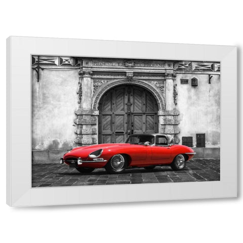 Roadster in front of Classic Palace White Modern Wood Framed Art Print by Gasoline Images