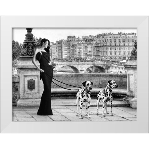 Walking in Paris White Modern Wood Framed Art Print by Lauren, Julian