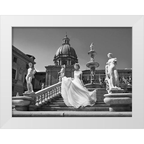 Escalier en Italie (detail) White Modern Wood Framed Art Print by Haute Photo Collection