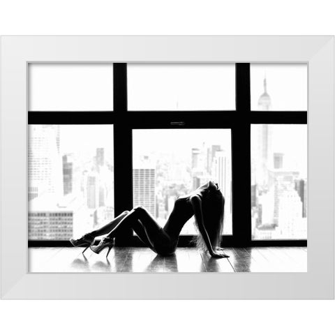 Up in the sky (Manhattan) White Modern Wood Framed Art Print by Lauren, Julian