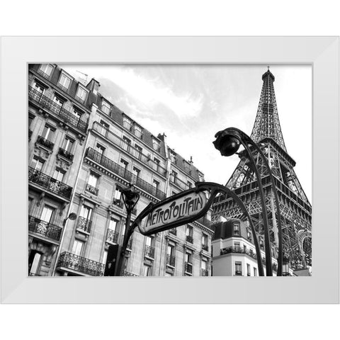 Metropolitain, Paris White Modern Wood Framed Art Print by Pangea Images